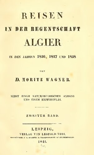 Reisen in der Regentschaft Algier in den Jahren 1836, 1837 und 1838