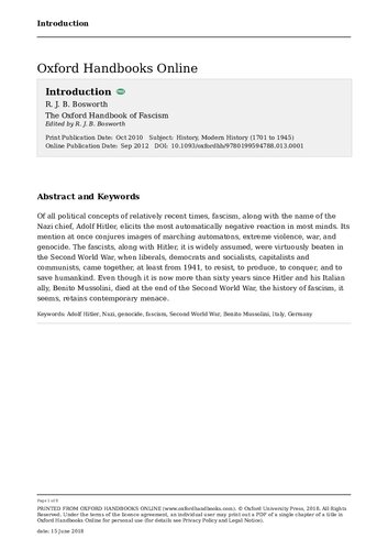 The Oxford Handbook of Fascism
