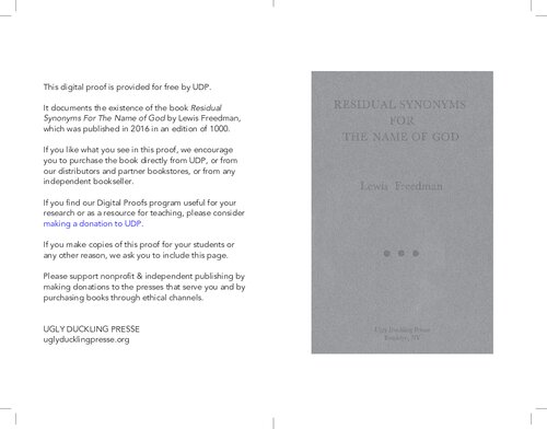 Residual Synonyms for the Name of God