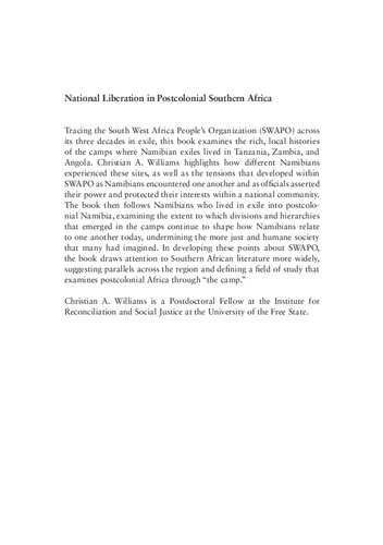 National Liberation in Postcolonial Southern Africa: a Historical Ethnography of SWAPO's Exile Camps