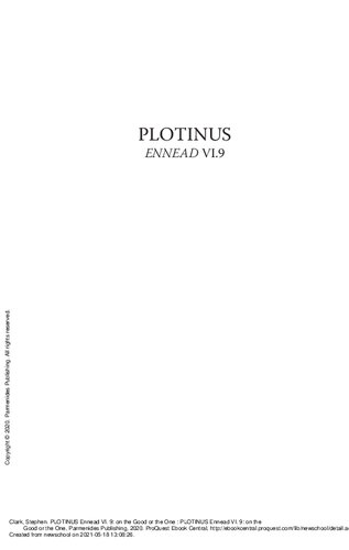 Ennead VI.9: On the Good Or the One