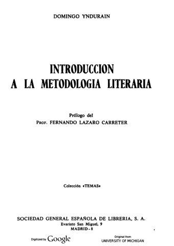 Introducción a la metodología literaria