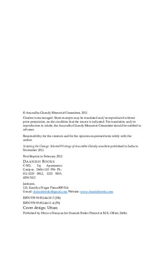 Scripting the Change: Selected Writings of Anuradha Ghandy