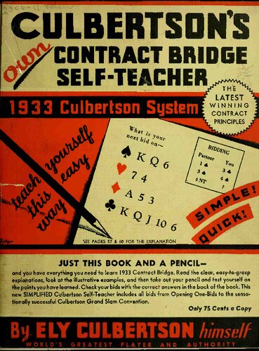 Culbertson's Own Contract Bridge Self-Teacher : 1933 Culbertson system