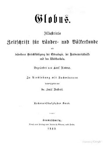 Globus. Illustrirte Zeitschrift für Länder- und Völkerkunde
