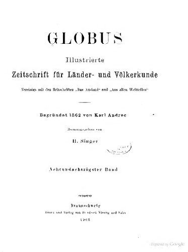 Globus. Illustrierte Zeitschrift für Länder- und Völkerkunde