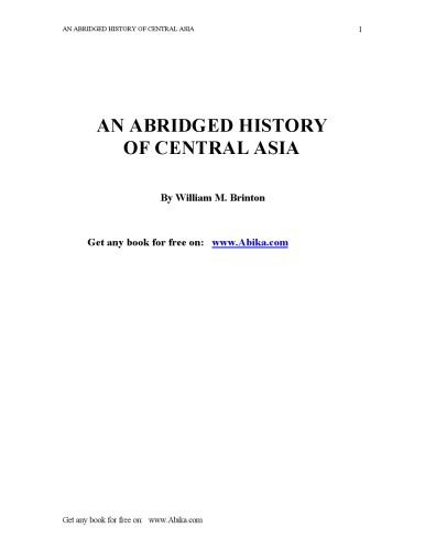 AN ABRIDGED HISTORY OF CENTRAL ASIA
