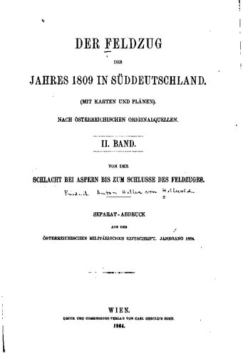 Der Feldzug des Jahres 1809 in Süddeutschland. Nach österreichischen Originalquellen