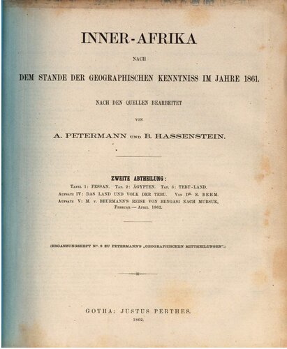 Inner-Afrika nach dem Stande der geographischen Kenntniss im Jahre 1861; nach den Quellen bearbeitet