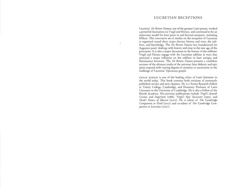 Lucretian Receptions: History, the Sublime, Knowledge