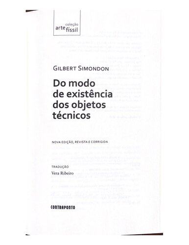 Do modo de existência dos objetos técnicos