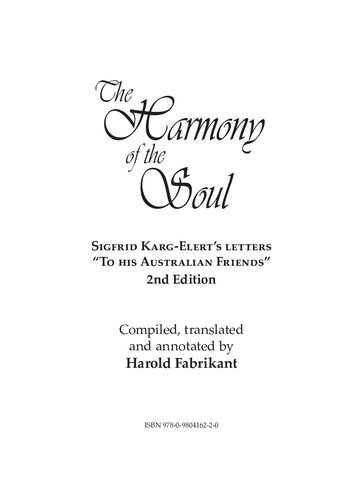 The Harmony of the Soul: Sigfrid Karg-Elert's Letters 