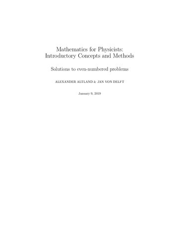 Mathematics for physicists - Instructors' manual (solution to even numbered problems)