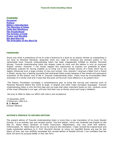 Towards Understanding Islam