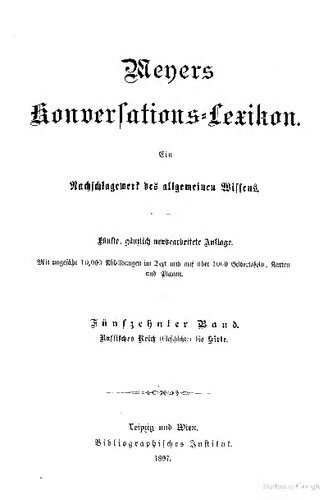 Meyers Konversations-Lexikon. Ein Nachschlagewerk des allgemeinen Wissens