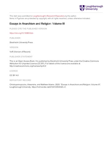 Essays in Anarchism and Religion: Volume III