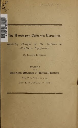 The Huntington Caifornia Expedition. Basketry Designs of the Indians of Northern California