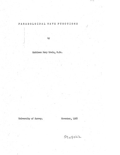 Paraboloidal Wave Functions