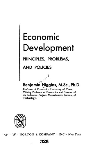 Economic development: principles, problems, and policies.