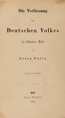 Die Verfassung des deutschen Volkes in ältester Zeit