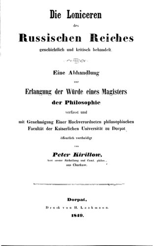 Die Loniceren des Russischen Reiches geschichtliche und kritisch behandelt