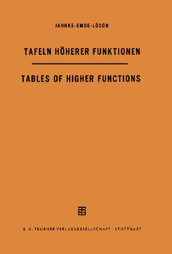 Jahnke - Emde - Lösch - Tafeln höherer Funktionen - Tables of Higher Functions
