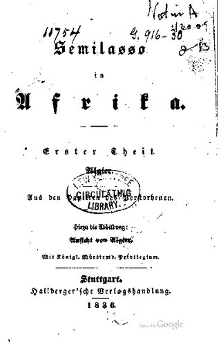 Semilasso in Afrika; aus den Papieren des Verstorbenen