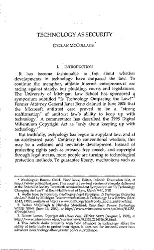 TECHNOLOGY AS SECURITY