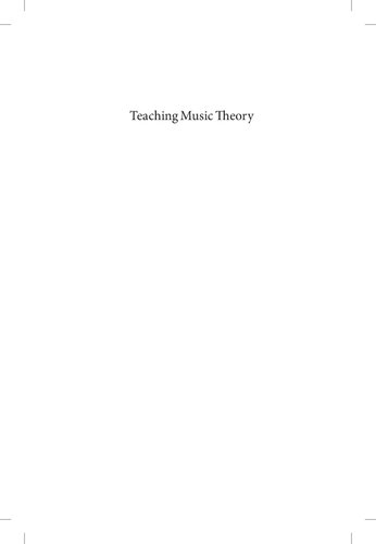 Teaching Music Theory: new voices and approaches