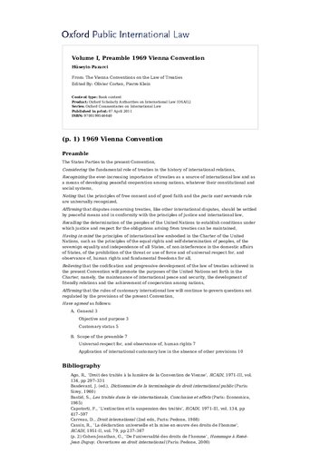 The Vienna Conventions on the Law of Treaties: A Commentary - INCOMPLETE