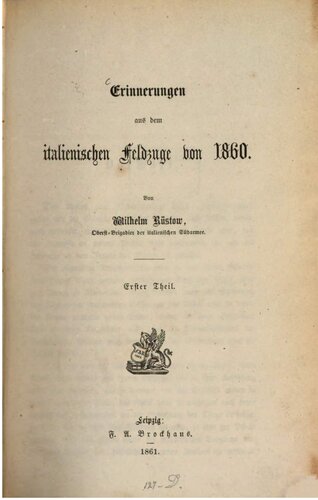 Erinnerungen aus dem italienischen Feldzüge von 1860