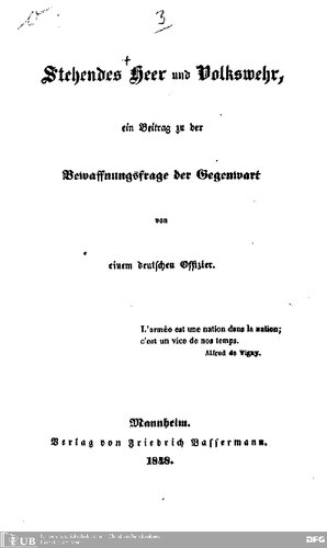 Stehendes Heer und Volkswehr, ein Beitrag zu der Bewaffnungsfrage der Gegenwart