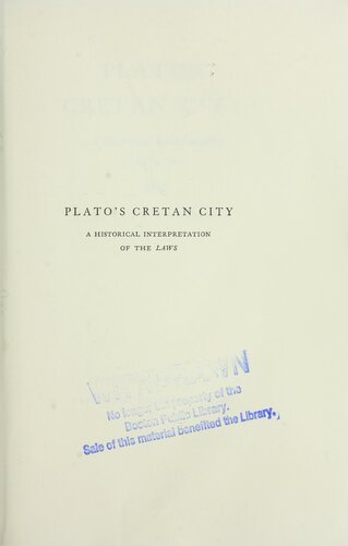 Plato's Cretan City: A Historical Interpretation of the Laws