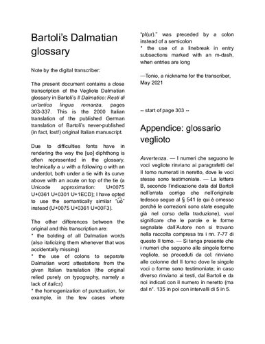 Il Dalmatico : glossario ( Dalmatian glossary )