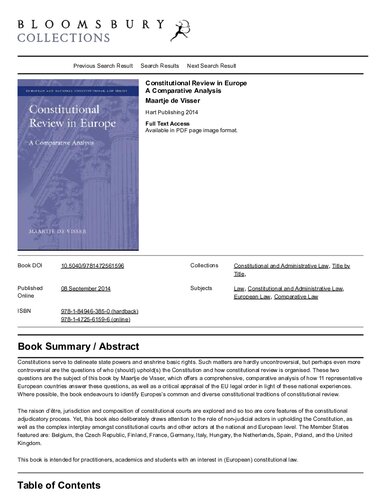 Constitutional Review in Europe: A Comparative Analysis