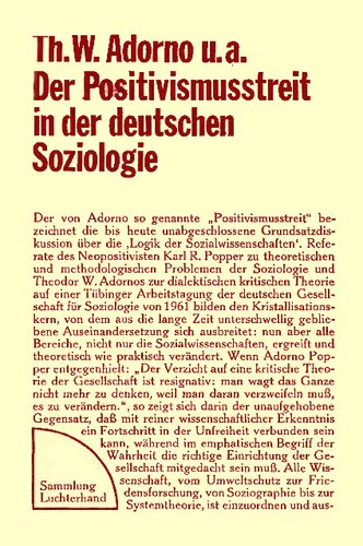 Der Positivismusstreit in der deutschen Soziologie