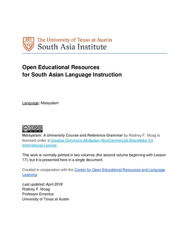 Malayalam: A University Course and Reference Grammar