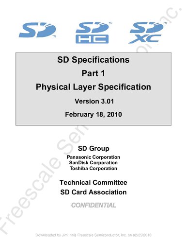 SD Specifications - Part 1 - Physical Layer Specification - Version 3.01