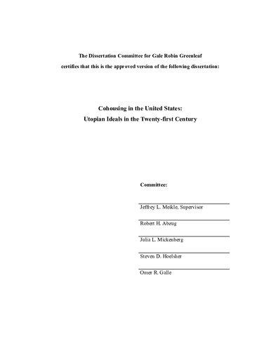 [Dissertation] Cohousing in the United States: Utopian Ideals in the Twenty-first Century