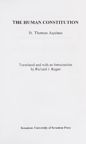 The Human Constitution: Translated and with an Introduction by Richard J. Regan