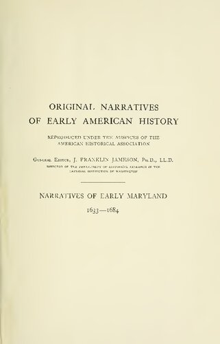 Narratives of Early Maryland 1633-1684