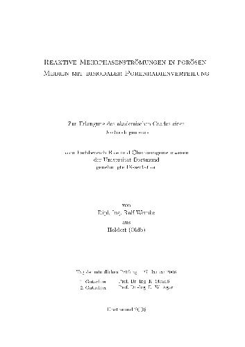 Reaktive Mehrphasenstromungen in Porosen Medien mit bimodaler Porenradienverteilung