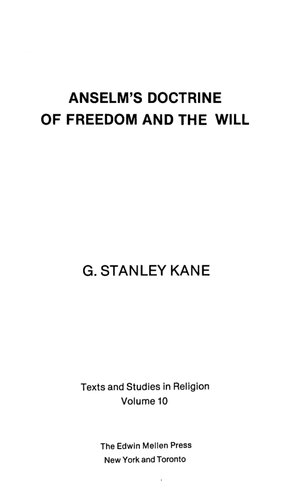 Anselm's Doctrine of Freedom and the Will