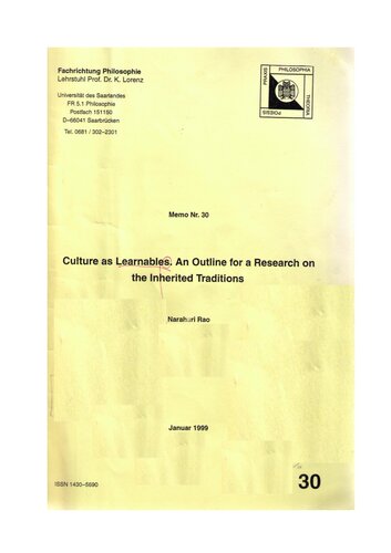 Culture as learnables: An outline for a research on the inherited traditions