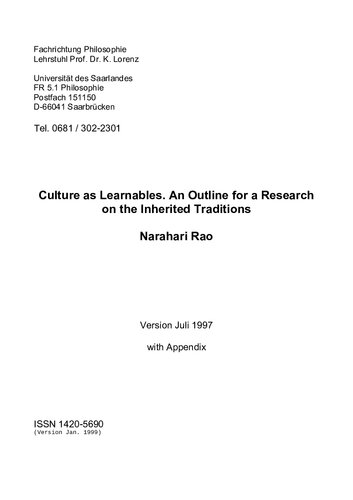 Culture as Learnables: An Outline for a Research on the Inherited Traditions