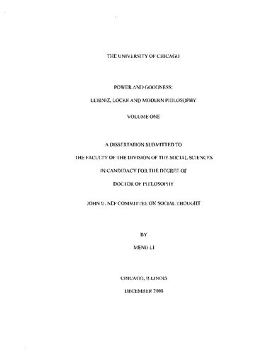 Power and goodness: Leibniz, Locke and modern philosophy