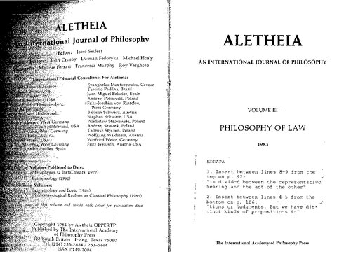 ALETHEIA - An international journal of philosophy  The Apriori Foundations of the Civil Law