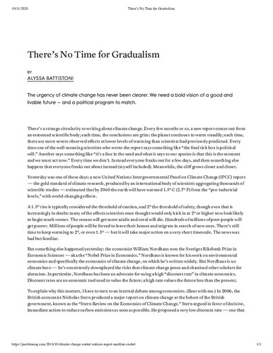 There's No Time for Gradualism