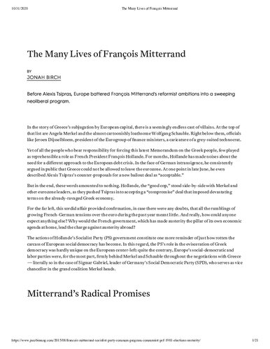 The Many Lives of Francois Mitterrand