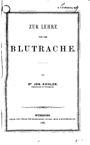 Zur Lehre von der Blutrache